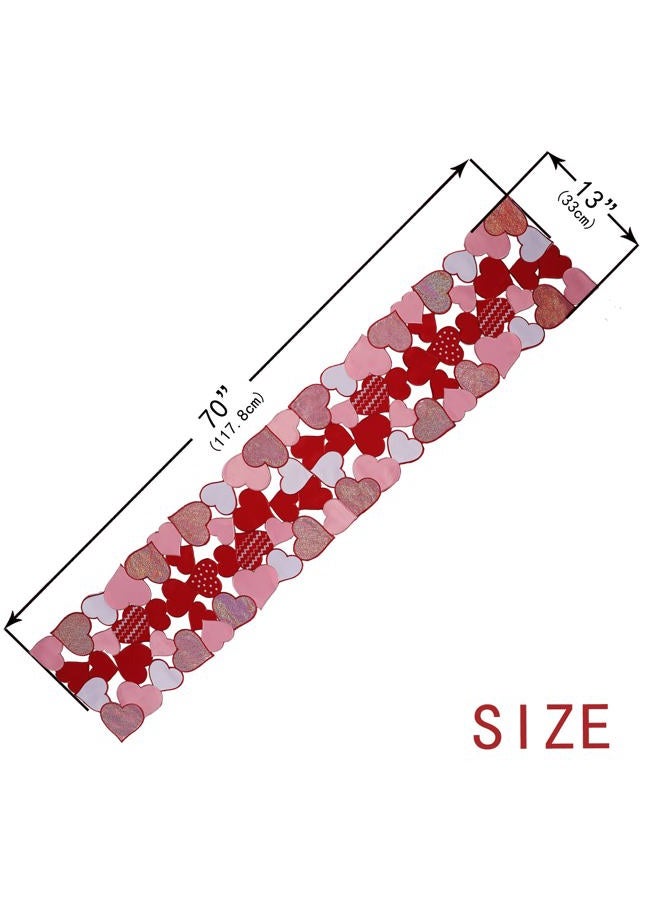 OWENIE Valentine‘s Day Table Runners, 70 Inches Long, Red Valentines Table Runner Embroidered Love Heart Red Table Decorations, Mother's Day or Wedding Table Decor , Machine Washable - Image 4