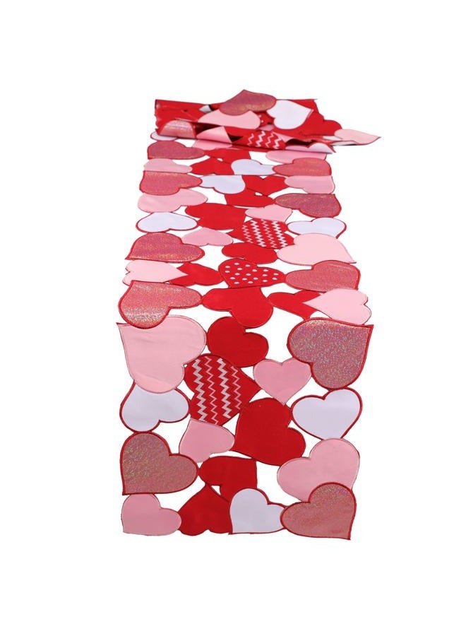 OWENIE Valentine‘s Day Table Runners, 70 Inches Long, Red Valentines Table Runner Embroidered Love Heart Red Table Decorations, Mother's Day or Wedding Table Decor , Machine Washable - Image 3