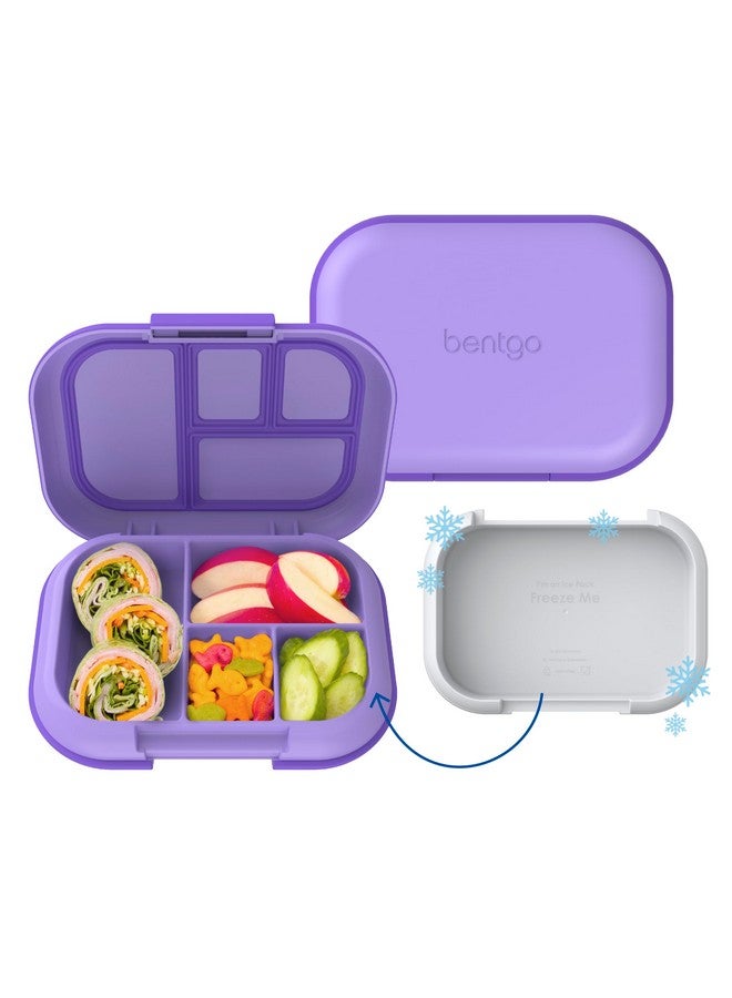 Bentgo Chill Kids Leak-Proof Lunch Box - 4-Compartment Bento Box with Built-In Ice Pack, 3.3 Cup Capacity, PFAS & BPA-Free, Microwave & Dishwasher Safe, Ideal Size for Ages 3 to 7 (Purple) - Image 1