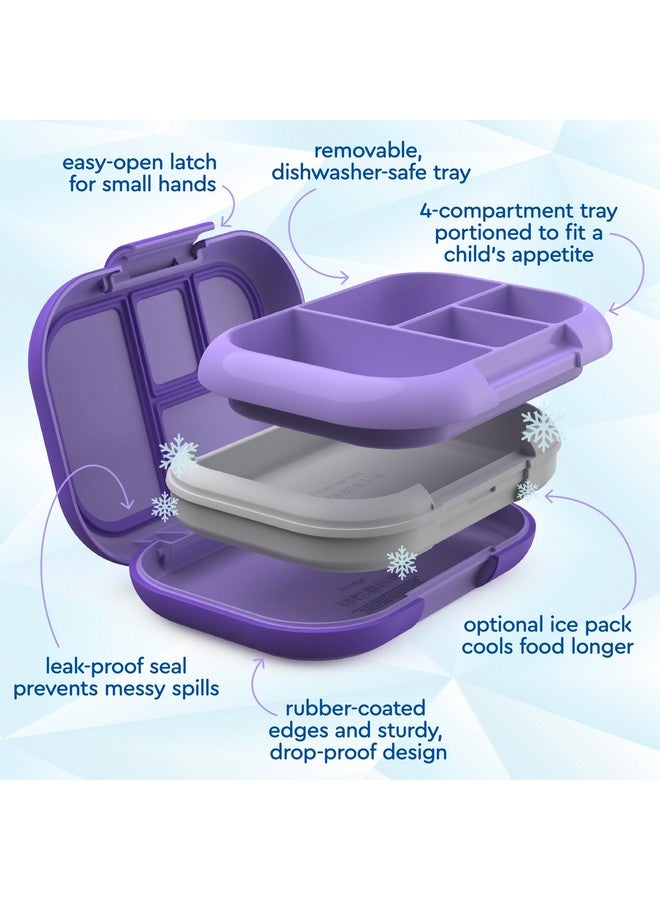 Bentgo Chill Kids Leak-Proof Lunch Box - 4-Compartment Bento Box with Built-In Ice Pack, 3.3 Cup Capacity, PFAS & BPA-Free, Microwave & Dishwasher Safe, Ideal Size for Ages 3 to 7 (Purple) - Image 5