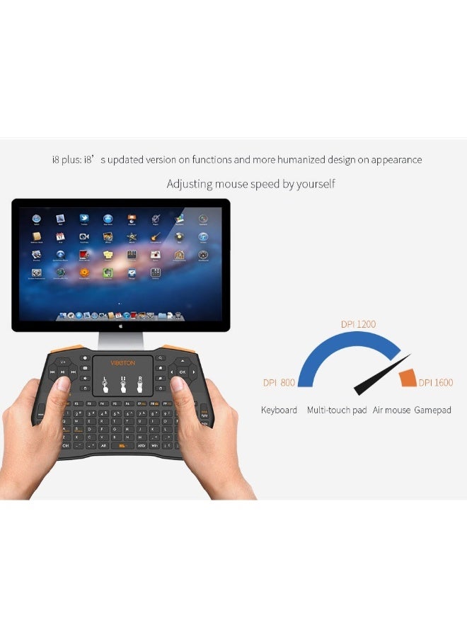 Viboton RII i8 Mini Wireless Fly Mouse Keyboard – Multi-Touch Air Mouse Gamepad, 2.4G Multimedia Remote, Adjustable Mouse Speed, Multi-Language Support, Ergonomic Anti-Skid Design, Android & Windows Compatible - Image 3