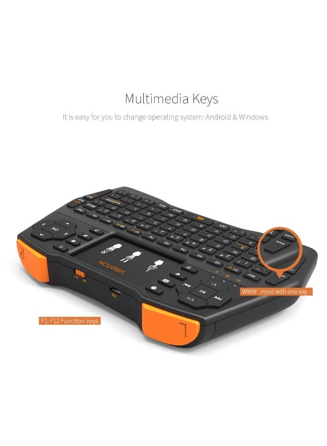 Viboton RII i8 Mini Wireless Fly Mouse Keyboard – Multi-Touch Air Mouse Gamepad, 2.4G Multimedia Remote, Adjustable Mouse Speed, Multi-Language Support, Ergonomic Anti-Skid Design, Android & Windows Compatible - Image 4