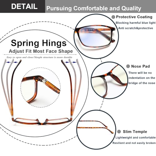YTDBNS Reading Glasses for Women and Men, Rectangular Readers, Blue Light Blocking Computer Reading Glasses for Work and Daily Use - Image 4