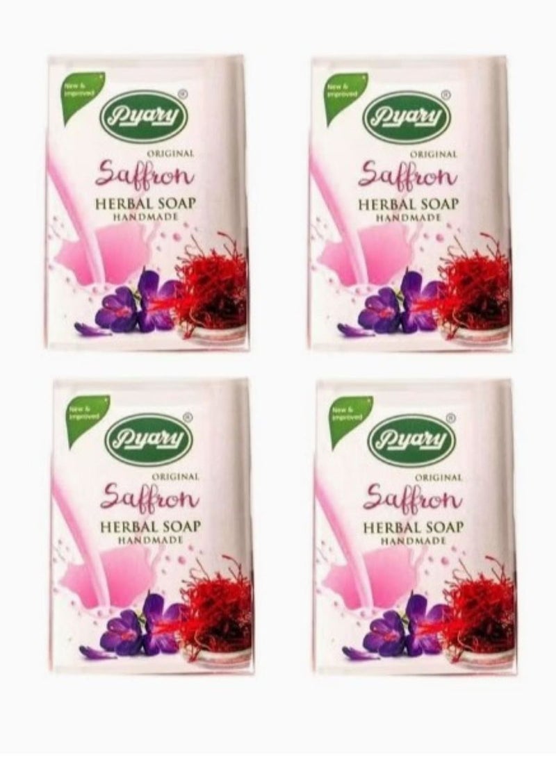 Pyary Pack Of 4 Saffron Herbal Soap Handmade - Image 1