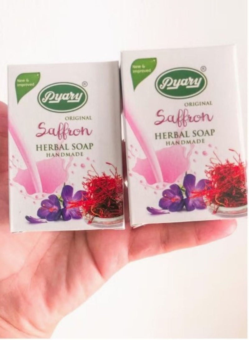 Pyary Pack Of 4 Saffron Herbal Soap Handmade - Image 2