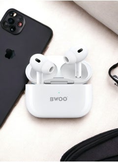 BWOO Original Pro Bluetooth headset from BWOO, second version, a wireless Bluetooth headset that supports wireless charging, features clear sound and noise isolation, works on all mobile phones such as iPh  - Image 3