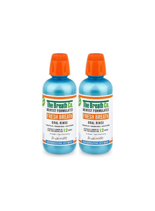 The Breath Co. Invigorating Icy Mint Mouthwash (Pack of 2) | Alcohol-Free Oral Rinse | 12H Long-Lasting Fresh Breath & Gum Care | Dentist Formulated | 500ml Each - Image 1
