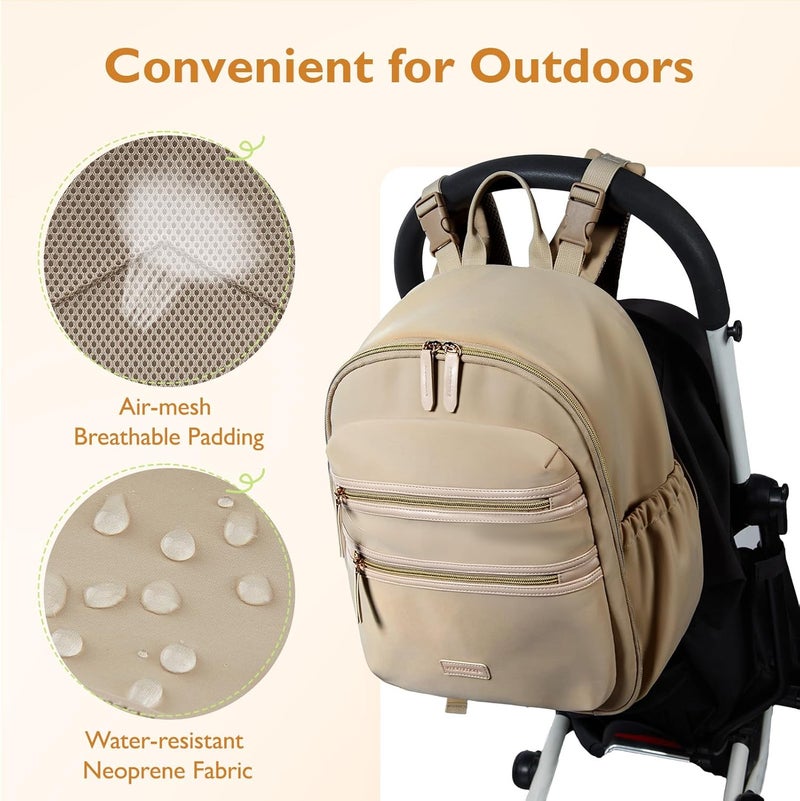mommore Neoprene Diaper Bag Backpack Small Baby Bag Travel Mini Diaper Backpack for Newborn with Insulated Pockets - Image 5