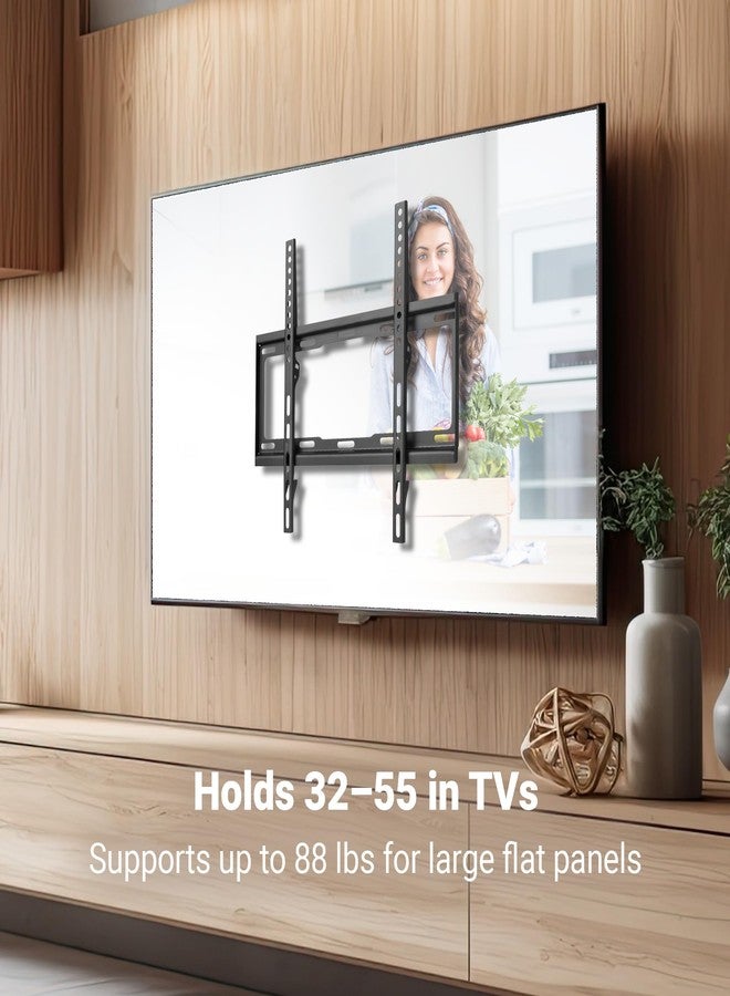 Manhattan TV Wall Mount - Fits Most 32 to 55 Inch LED, LCD, OLED Flat & Curved TVs, Holds up to 88lbs, Max VESA 400x400mm, Low Profile – Lifetime Mfg Warranty - 460934 - Image 2