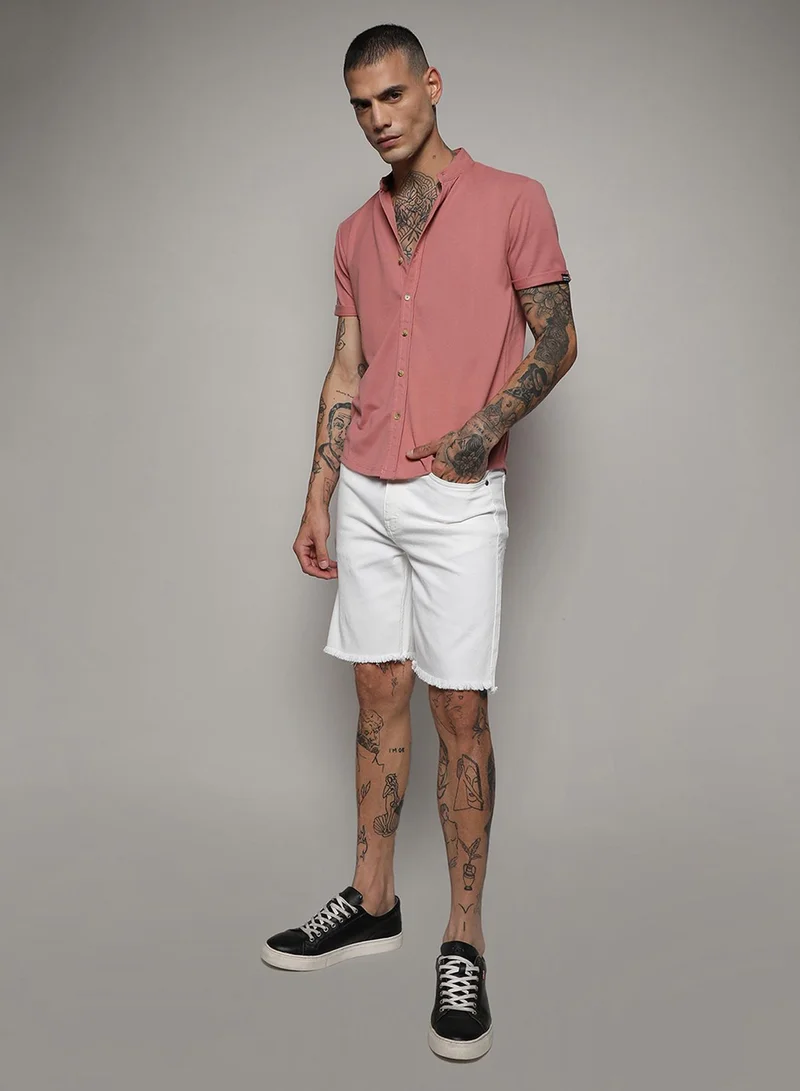 Campus Sutra  Men's Salmon Pink Basic Shirt for Men | Best Price UAE