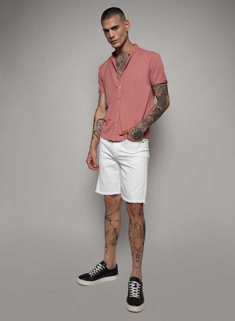 Campus Sutra Men's Salmon Pink Basic Shirt - Image 5