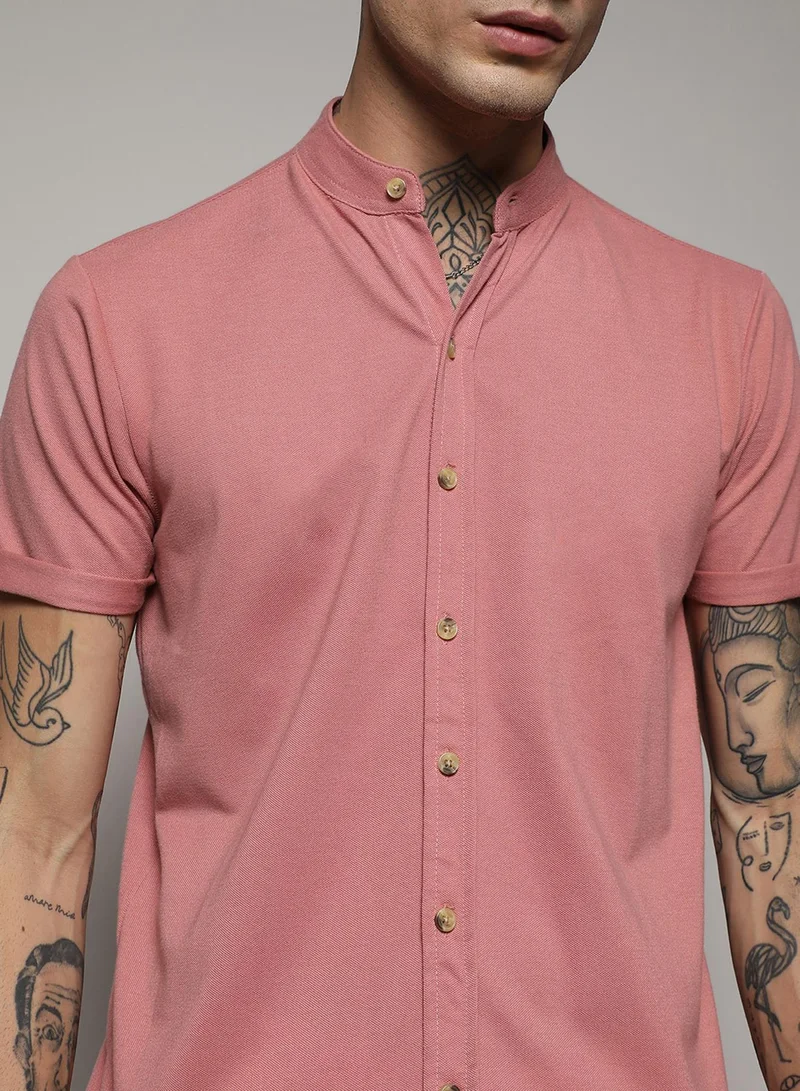 Campus Sutra  Men's Salmon Pink Basic Shirt for Men | Best Price UAE