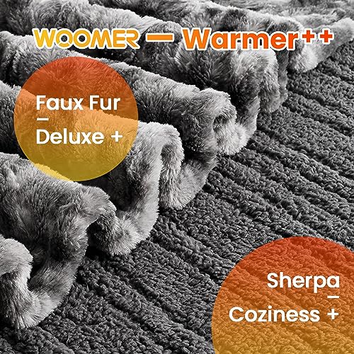 WOOMER Heated Blanket King Size, Dual Control, Electric Blanket 90"x 100", Double-Sided Faux Fur&Sherpa, Overheat Protection, 10 Heating Levels & 12H Auto Off, CPF, Home Office - Image 2