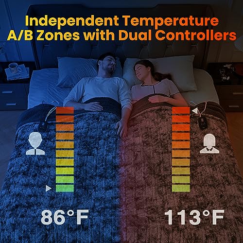 WOOMER Heated Blanket King Size, Dual Control, Electric Blanket 90"x 100", Double-Sided Faux Fur&Sherpa, Overheat Protection, 10 Heating Levels & 12H Auto Off, CPF, Home Office - Image 4