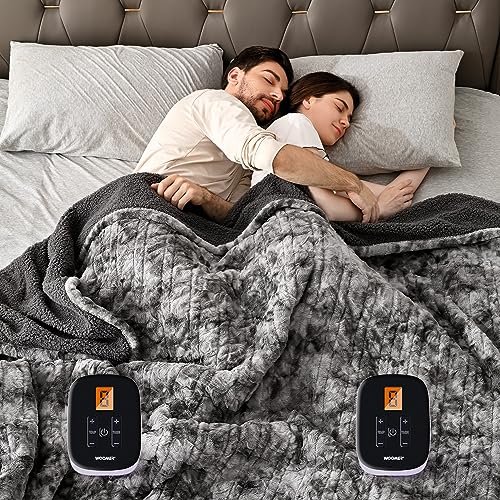 WOOMER Heated Blanket King Size, Dual Control, Electric Blanket 90"x 100", Double-Sided Faux Fur&Sherpa, Overheat Protection, 10 Heating Levels & 12H Auto Off, CPF, Home Office - Image 1
