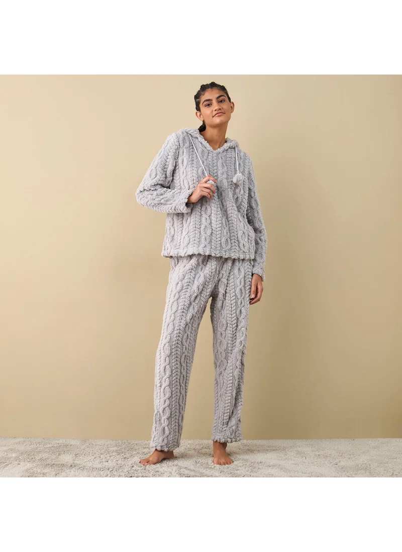 FAV Textured Hooded Top and Pyjama Set