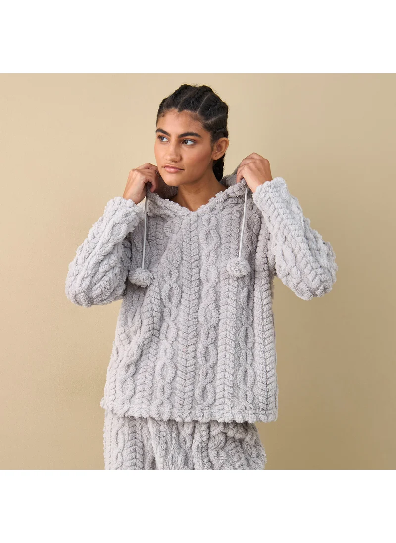 FAV Textured Hooded Top and Pyjama Set