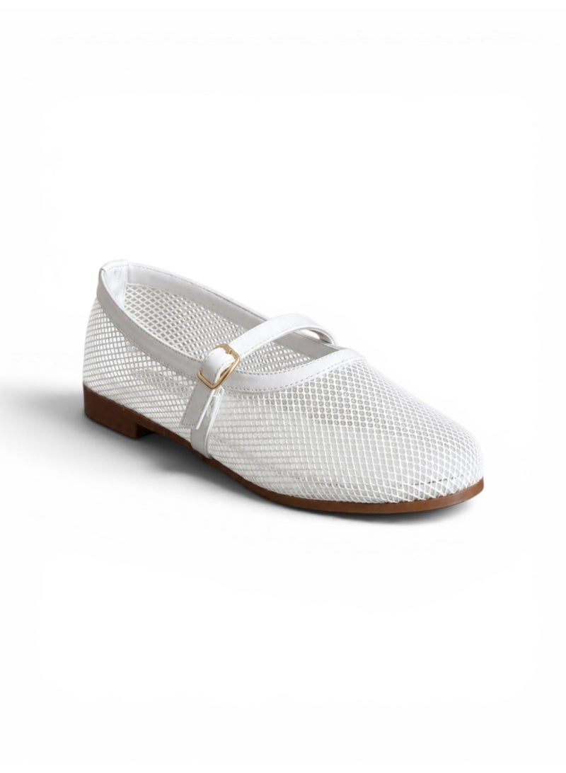LIFESTYLISH Ballerina flat Leather In a distinctive way BF-813 - White - Image 2