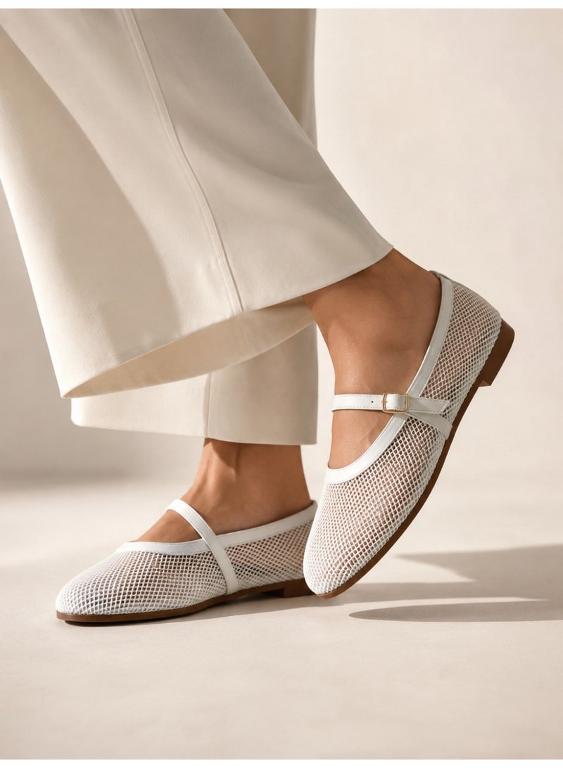 LIFESTYLISH Ballerina flat Leather In a distinctive way BF-813 - White - Image 4