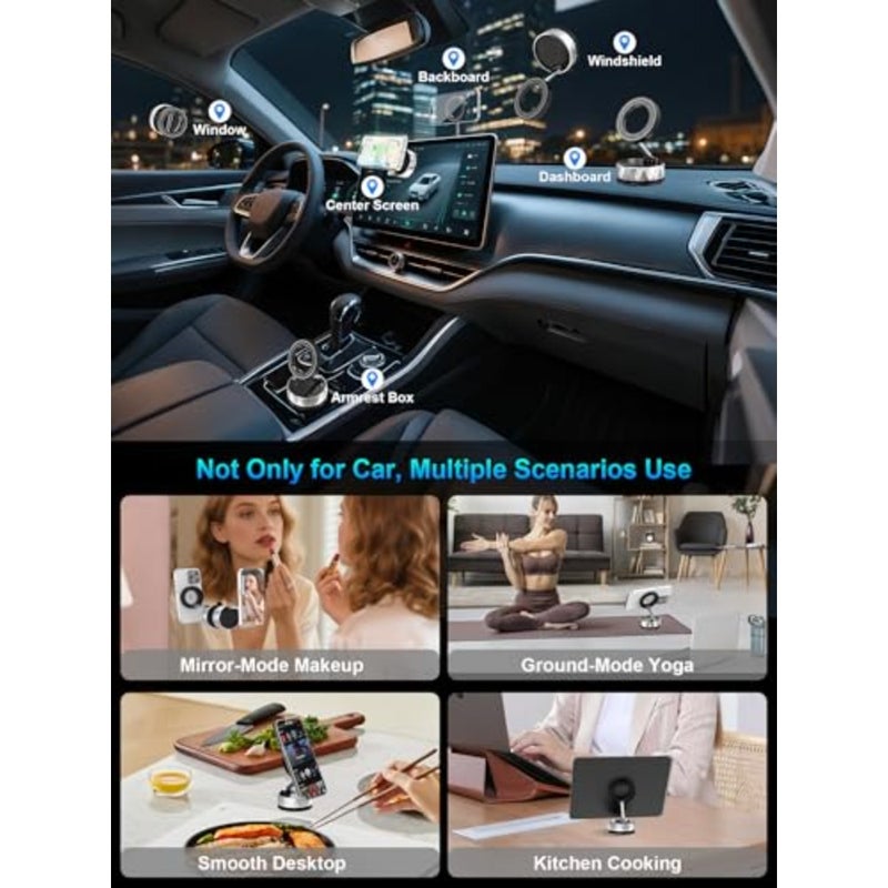 Vacumm Magnetic Phone Holder, Magnetic Phone Holders for car, Suction CupandNano GelandN55 Strong Magnet, Magsafe Phone Mount of Car Accessories for iPhone 17 16 15 14 13 - Image 3