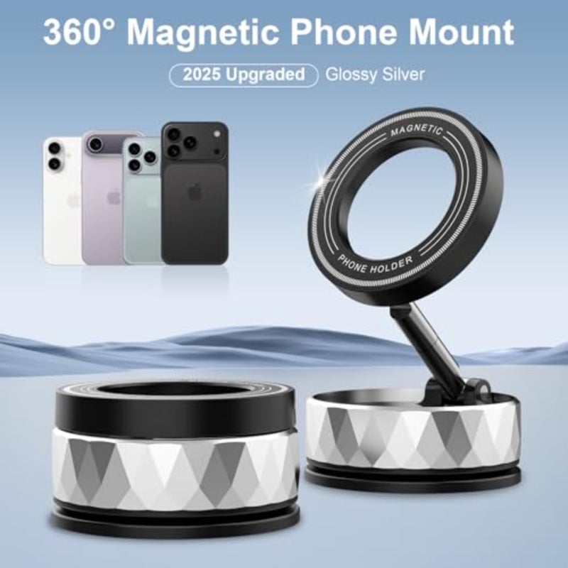 Vacumm Magnetic Phone Holder, Magnetic Phone Holders for car, Suction CupandNano GelandN55 Strong Magnet, Magsafe Phone Mount of Car Accessories for iPhone 17 16 15 14 13 - Image 2