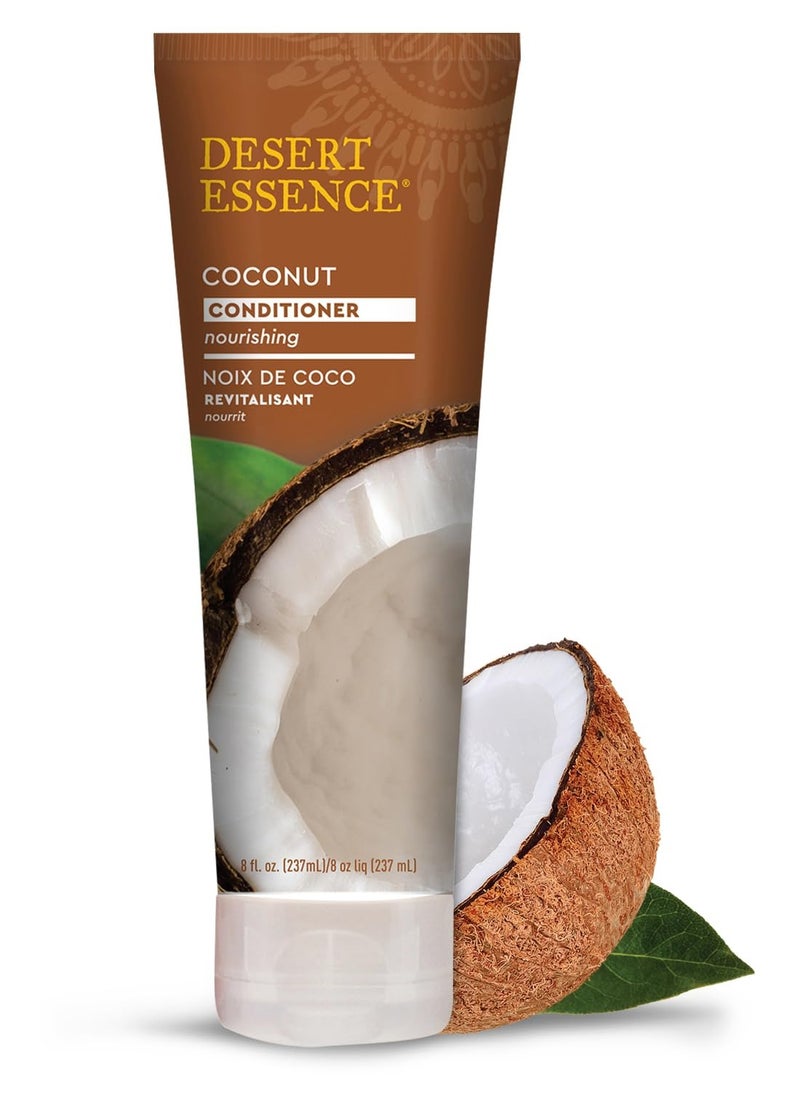DESERT ESSENCE Desert Essence Coconut Conditioner - 8 fl oz - Nourishing for dry hair, smooth frizz and restore moisture and shine with Organic Coconut Oil, Shea Butter, and Sunflower Oil - 