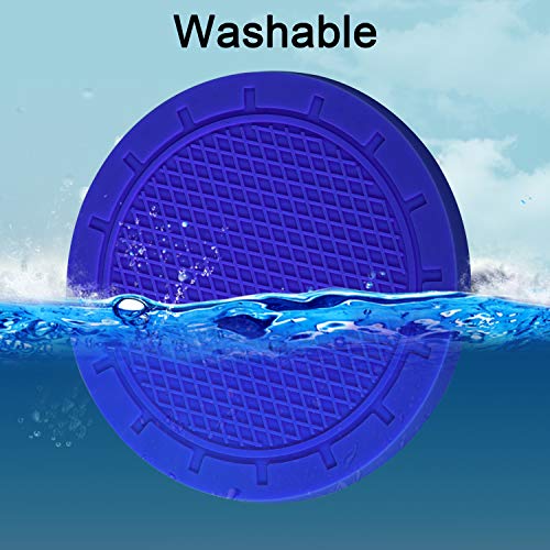 Wisdompro كوسترات السيارة، مجموعة 4 قطع من ويسدوم برو PVC لإدخال حوامل الأكواب - ملحقات داخلية عالمية مضادة للانزلاق لحوامل الأكواب للنساء (قطر 2.75 بوصة، أزرق) - Image 5