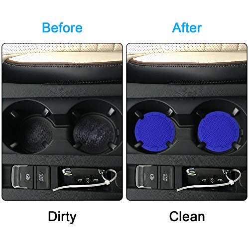 Wisdompro كوسترات السيارة، مجموعة 4 قطع من ويسدوم برو PVC لإدخال حوامل الأكواب - ملحقات داخلية عالمية مضادة للانزلاق لحوامل الأكواب للنساء (قطر 2.75 بوصة، أزرق) - Image 4