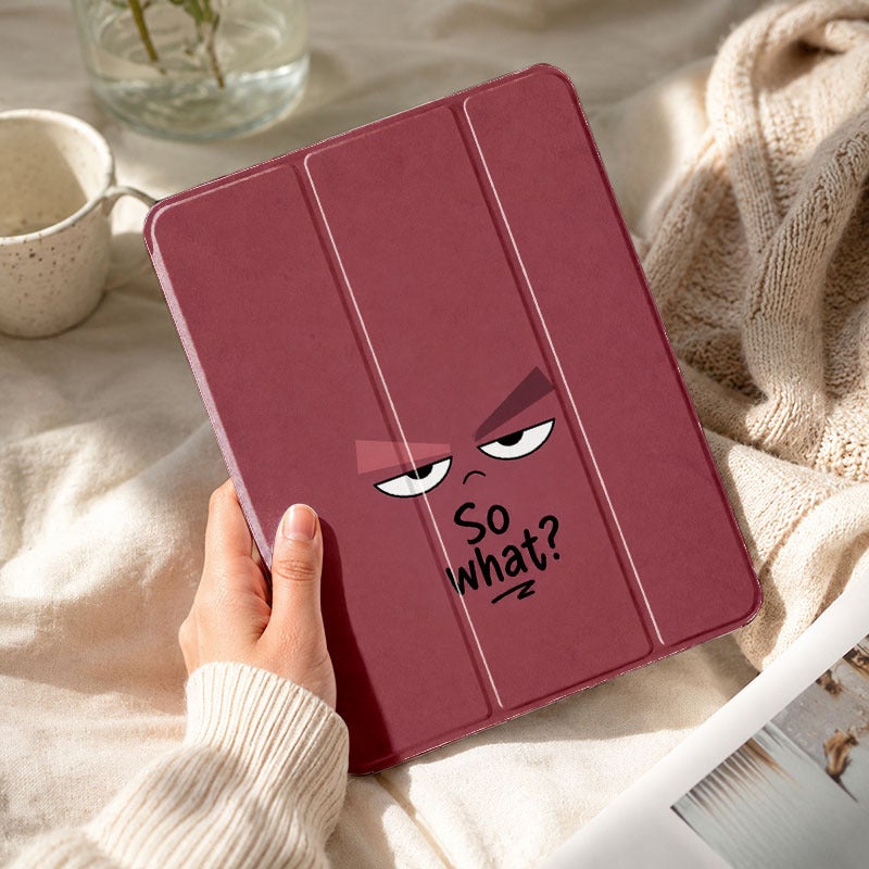 Tablet Case for iPad, Angry Face So What, iPad Slim Case for Mini Air Pro 4 5 6 7 8 9 10 11 12, Compatible with 7.9 8.3 9.7 10.2 10.5 10.9 11 12.9 13 inch Clear Slim Shockproof Cover with Stand for Women - Image 1