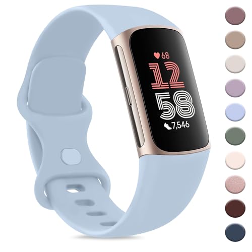 AK Sport Band Compatible with Fitbit Charge 6 Bands / Fitbit Charge 5 Bands Women Men, Classic Soft Replacement Straps Wristbands for Fitbit Charge 6 / 5 Advanced Fitness & Health Tracker (Baby - Image 1