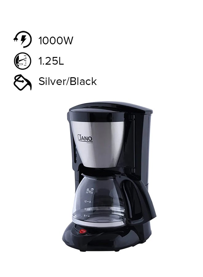 جانو ماكينة قهوة مع فلتر كهربائي 1.25 L 1000 W E03414 أسود/ فضي - Image 1