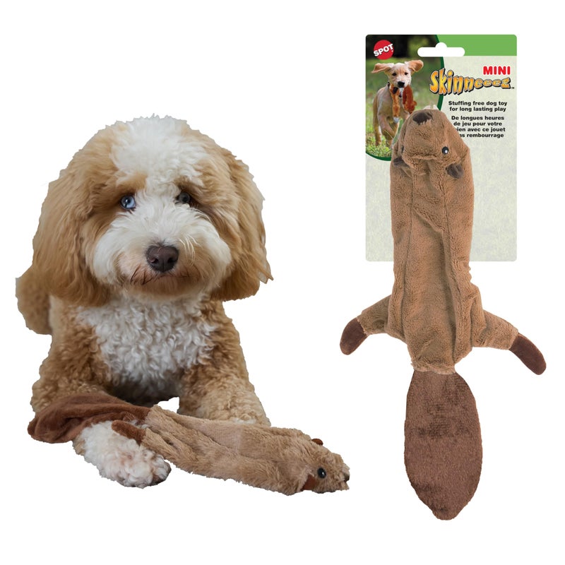 SPOT Skinneeez Beaver Dog Toy â€“ 14" Stuffing-Free Plush Squeaky Dog Toy, Durable Interactive Toy for Small & Medium Dogs, Light to Moderate Chewers, Mess-Free Play - Image 1