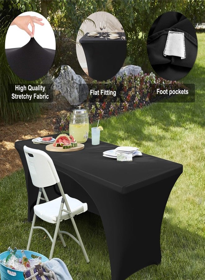 ABCCANOPY 6 ft Spandex Table Cover Open Back Fitted Tablecloth Stretch Washable Tablecover Table Topper for Rectangle Tables Black - Image 3