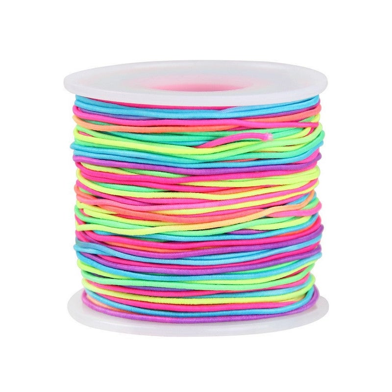 Capstro Elastic Cord for Jewelry Making – Rainbow Multicolor 1.2mm, 50m Stretchy Beading String for Bracelets, Necklaces, Clay Beads, Pony Beads & DIY Craft Projects - Image 1