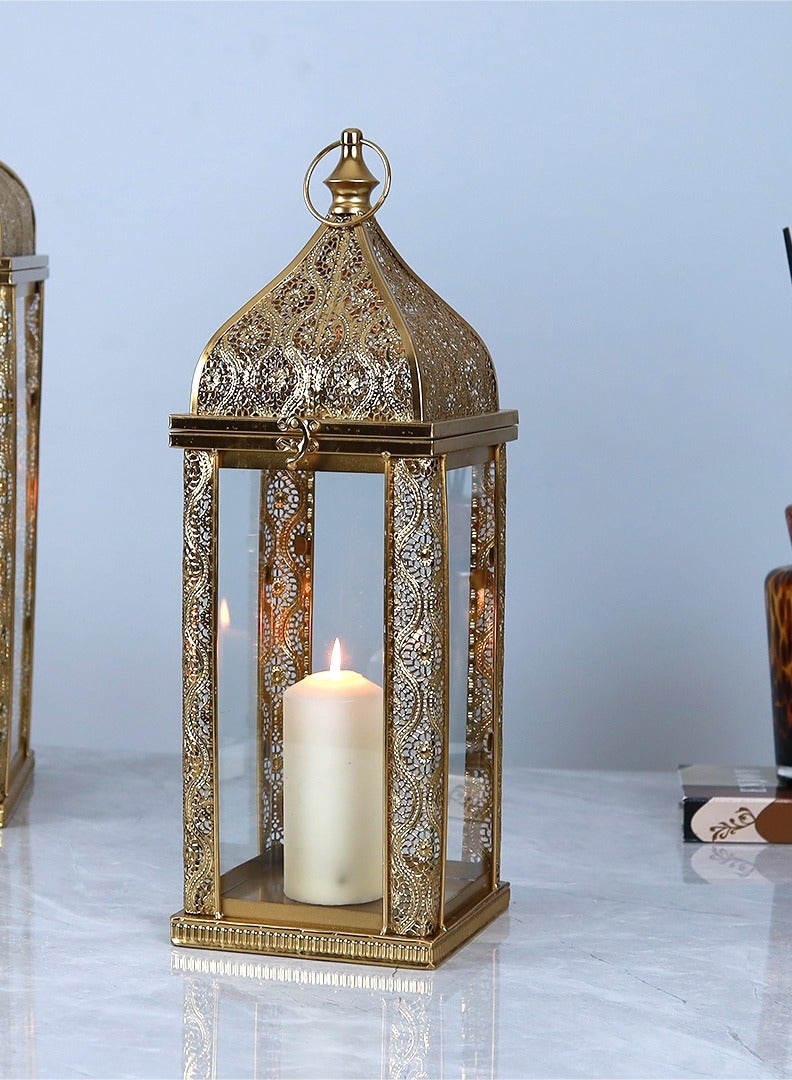 الهدايا مول  فانوس رمضاني ديكور بتصميم أنيق وعصري – ذهبي – فانوس شموع فاخر لزينة رمضان – 52×17 سم - Image 2