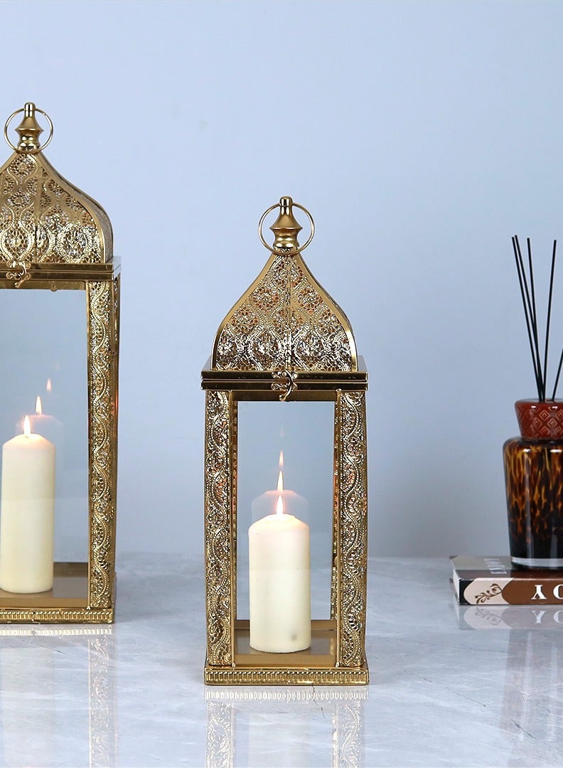 الهدايا مول  فانوس رمضاني ديكور بتصميم أنيق وعصري – ذهبي – فانوس شموع فاخر لزينة رمضان – 52×17 سم - Image 3