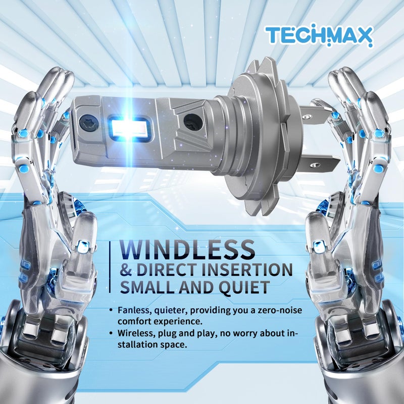 TECHMAX H7 LED Fog Light Bulb, No Adapter Required 1:1 Mini Size 6500K Xenon White Extremely Bright Fanless - Pack of 2 - Image 2