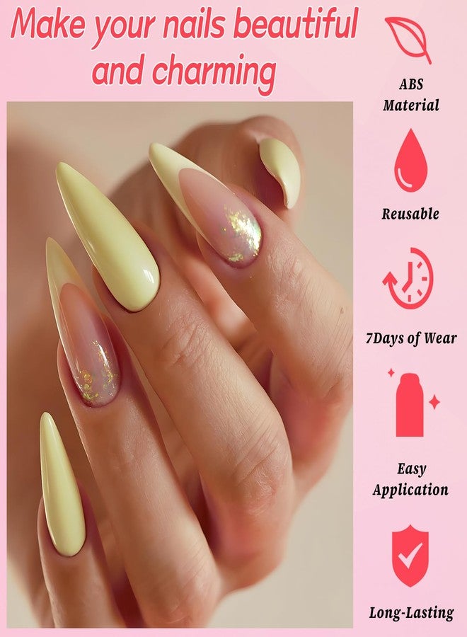 Lifextol 576pc Stiletto Press on Nails Long Fake Nails Press ons Acrylic Nail Press on Nail Stiletto Glue Nails for Women, 24 Color Stick on Nail Tip Artificial Fingernail Presson Nails with Glue&Tab - Image 3