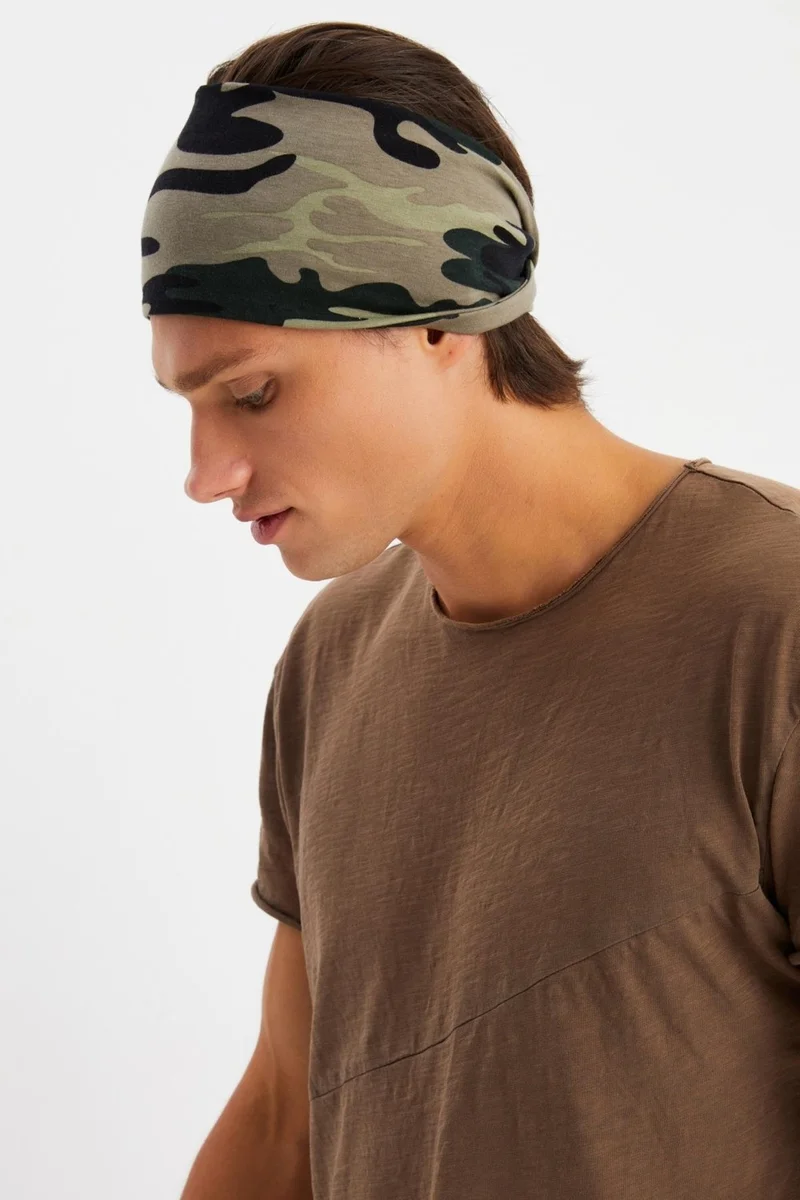 Butikgiz Camouflage Men's Cotton Combed Comb, Non-Slip, Ultra Light, Sport Wide Headband Bandana Buff