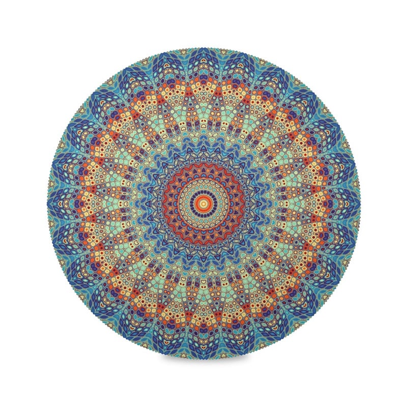 Qilmy Qilmy Mandala Round Placemats Non-Slip Washable Polyester Table Mats Set of 4 Heat Resistant Placemats for Kitchen Dining Table Decoration  - Image 2