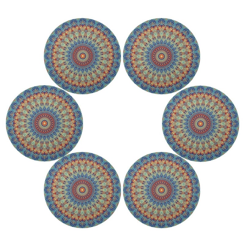 Qilmy Qilmy Mandala Round Placemats Non-Slip Washable Polyester Table Mats Set of 4 Heat Resistant Placemats for Kitchen Dining Table Decoration  - Image 4