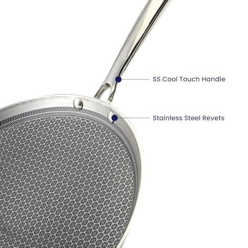 EVERMONT® 3.5MM Thick Non Stick Triply Stainless Steel Dosa Tawa for Dosa/Roti/Chapati/Paratha/with Durable Handle | Size - 29CM | Non Stick Honeycomb Technology| Induction & Gas Compatible - Image 4
