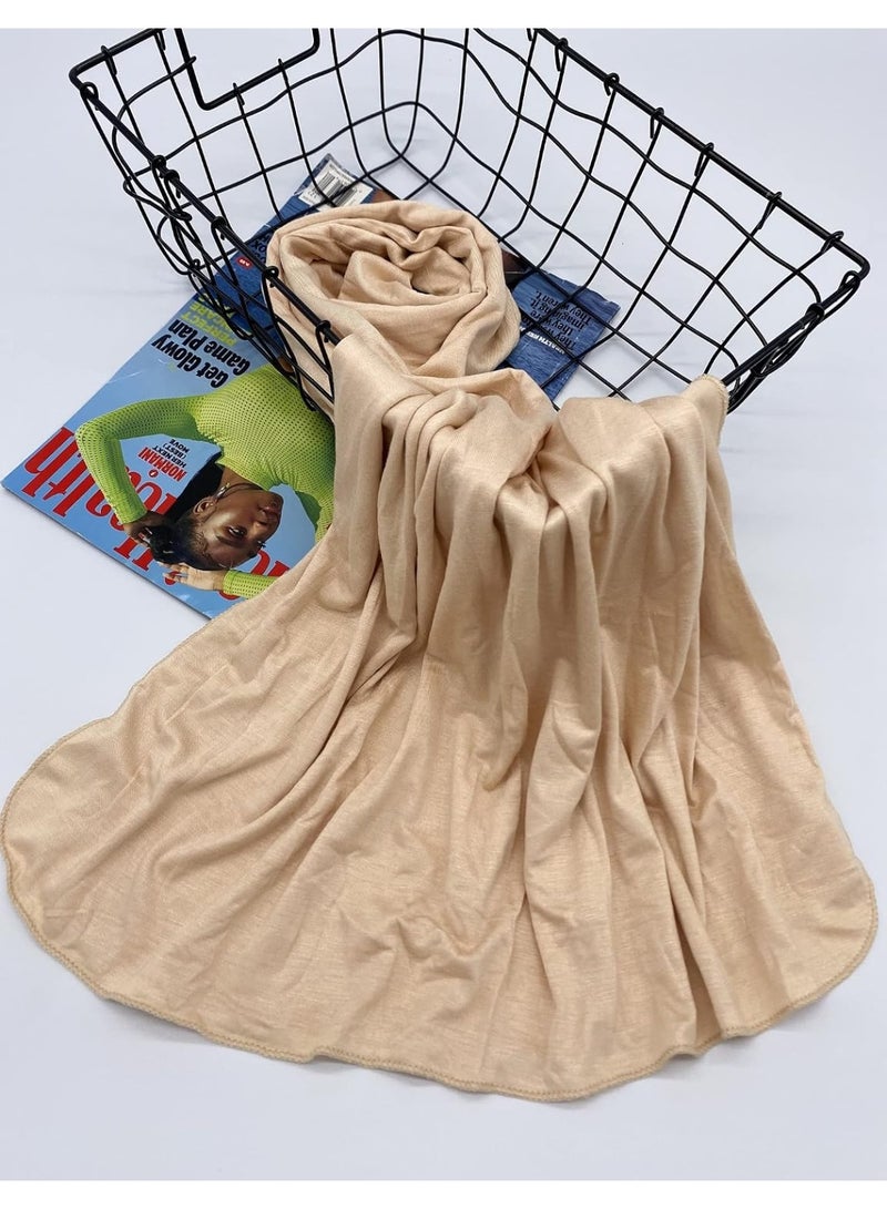 2Pcs Nude Jersey Hijab Scarf, 70x28 Inch Soft Breathable Silky Smooth Muslim Women Head Wrap for Daily Casual Wear - Image 4