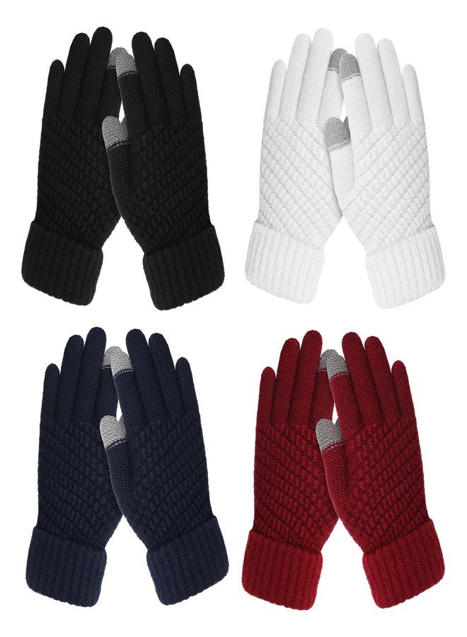 Clothclose 4 Pairs Kids Winter Gloves for Boys Girls - Warm Winter Gloves for Kid, Knit Thermal Kid Gloves Touchscreen Toddler Gloves, Soft Fleece Lined Kids Mittens for Cold Weather - Image 1