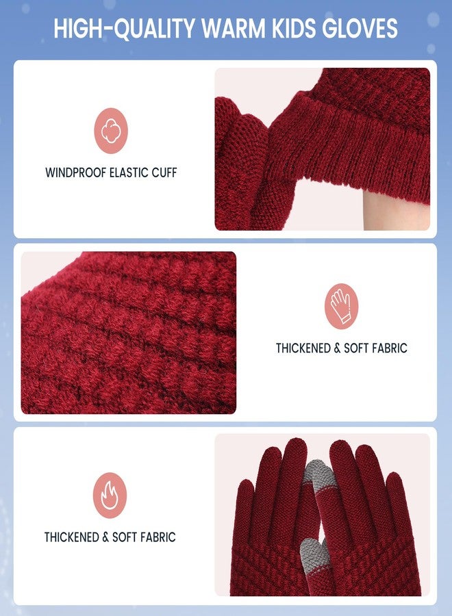 Clothclose 4 Pairs Kids Winter Gloves for Boys Girls - Warm Winter Gloves for Kid, Knit Thermal Kid Gloves Touchscreen Toddler Gloves, Soft Fleece Lined Kids Mittens for Cold Weather - Image 5