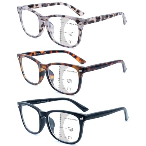 FEIVSN 3 Pack Progressive Multifocus Reading Glasses for Women Men Multifocal Readers PC Frame Fixed Hinge Eyewear, +2.50 - Image 2