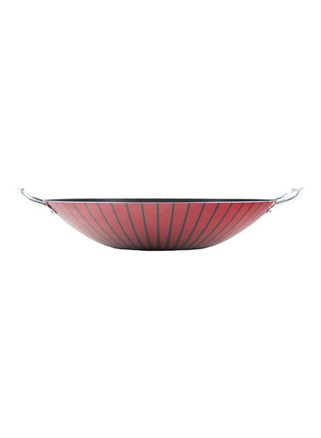 Bister Stripy Classy Wok 36cm - Dark Red Aluminum Non-Stick Deep Frying Pan with Teflon Coating, Dual Side Handles & Heat-Resistant Design - Image 5