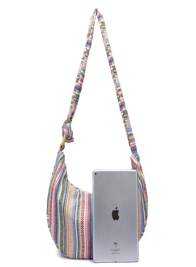 Coton Pose Women large Hippie Crossbody Bag cloth Hobo Sling Bag Cotton Bohemian Hand Bags (off-white) - Image 3
