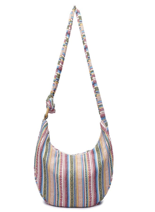 Coton Pose Women large Hippie Crossbody Bag cloth Hobo Sling Bag Cotton Bohemian Hand Bags (off-white) - Image 1