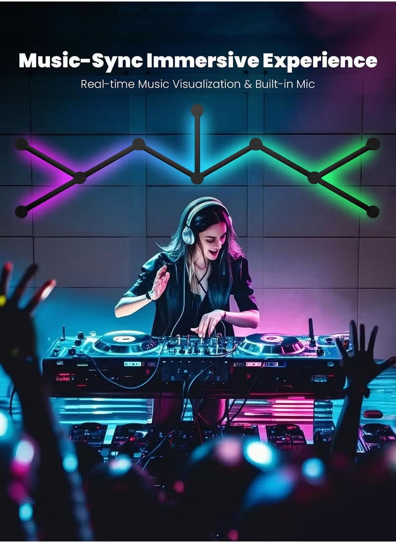 WALALLA RGB Smart LED 9 Light Lines Music Sync Home Wall Creative Decor Light With 16M+ Colors WiFi LED Wall Lights For Gaming Room Bedroom Led Wall Decor Light Starter Kit Work Dual Mode Symphony Wall Light - Image 3